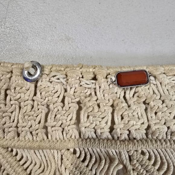 Vintage MACRAME purse cottage boho 70s handmade bag festival feminine beachy - Picture 13 of 13